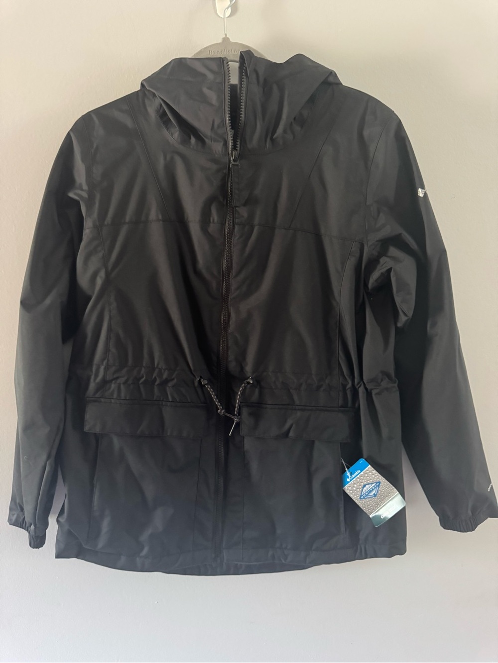 Columbia Black Hooded Fleece Women's Rain Jacket S
